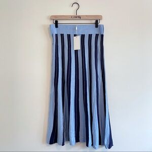 NWT FoxieDox Nina Blue Stripe Knit Midi Skirt